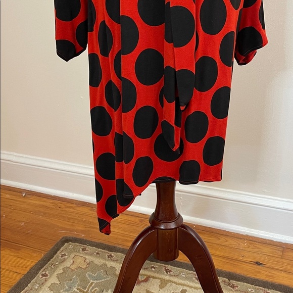 Zara Collection Woman Red Polka Dot Midi Dress V-Neck Bow Tie Long Sleeve M - Picture 5 of 9